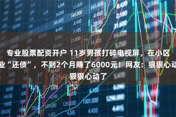 专业股票配资开户 11岁男孩打碎电视屏，在小区创业“还债”，不到2个月赚了6000元！网友：狠狠心动了